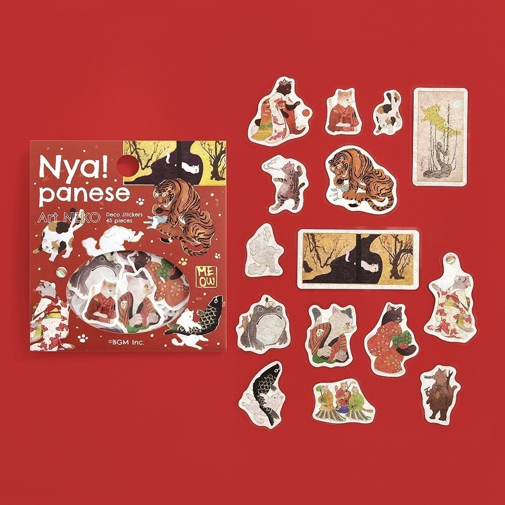 *激動小鹿*日本 BGM 和紙貼紙 nyapanese art neko貓咪系列 BGM 貼紙包 2025年新品-規格圖10