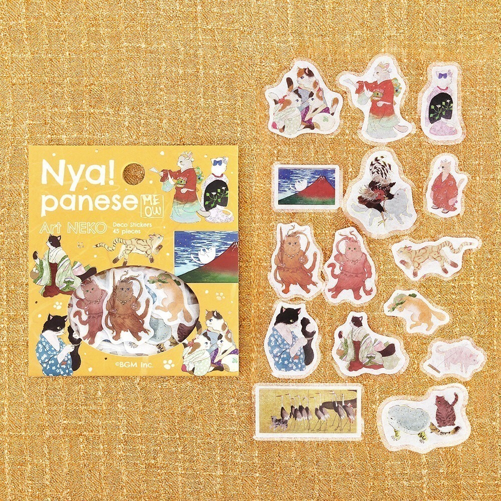 *激動小鹿*日本 BGM 和紙貼紙 nyapanese art neko貓咪系列 BGM 貼紙包 2025年新品-規格圖10