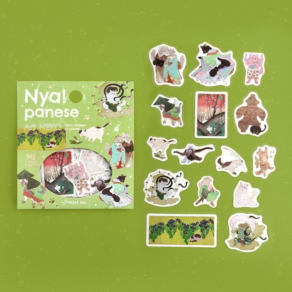 *激動小鹿*日本 BGM 和紙貼紙 nyapanese art neko貓咪系列 BGM 貼紙包 2025年新品-規格圖10