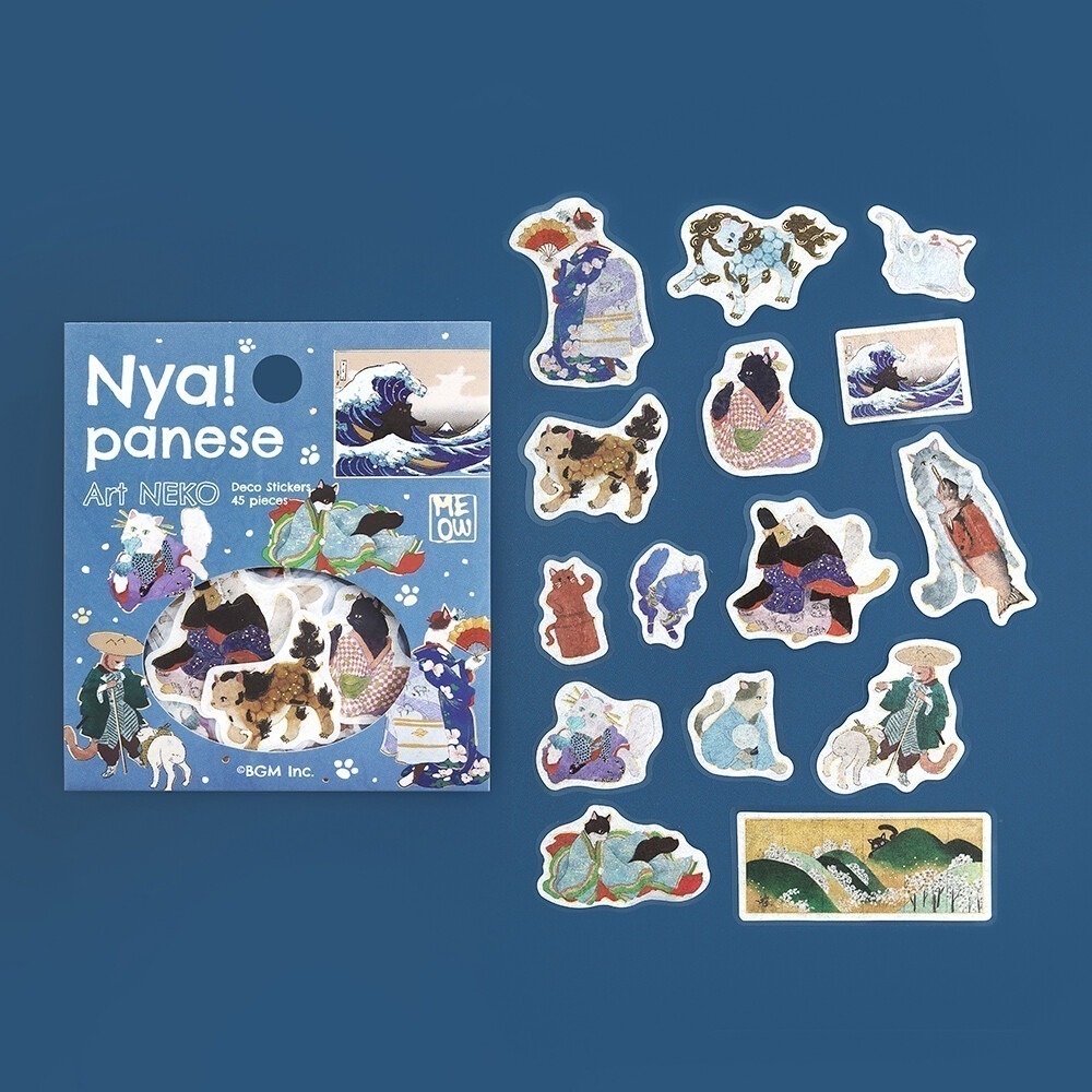 *激動小鹿*日本 BGM 和紙貼紙 nyapanese art neko貓咪系列 BGM 貼紙包 2025年新品-規格圖10