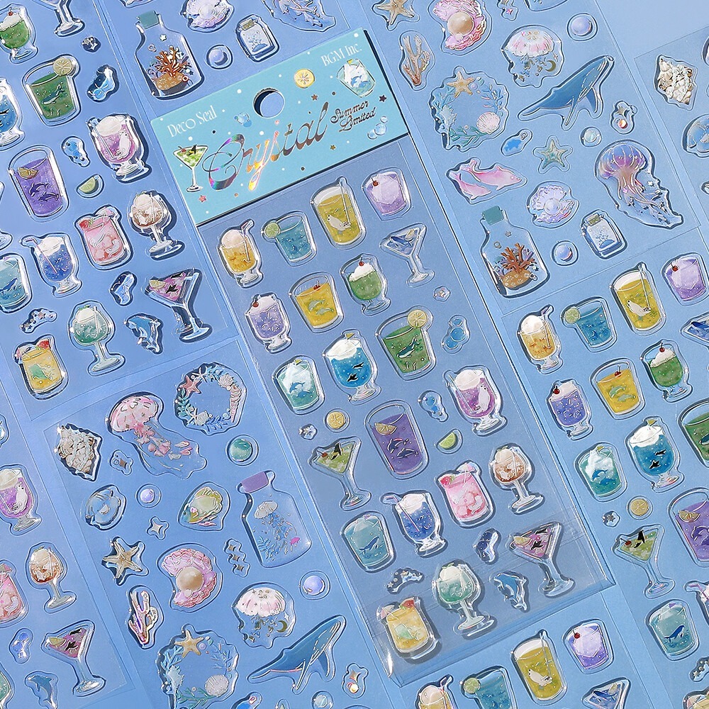 *激動小鹿*<現貨>日本 BGM 透明立體貼紙 crystal seal 系列 立體貼紙 2025 新品 夏限定-細節圖2