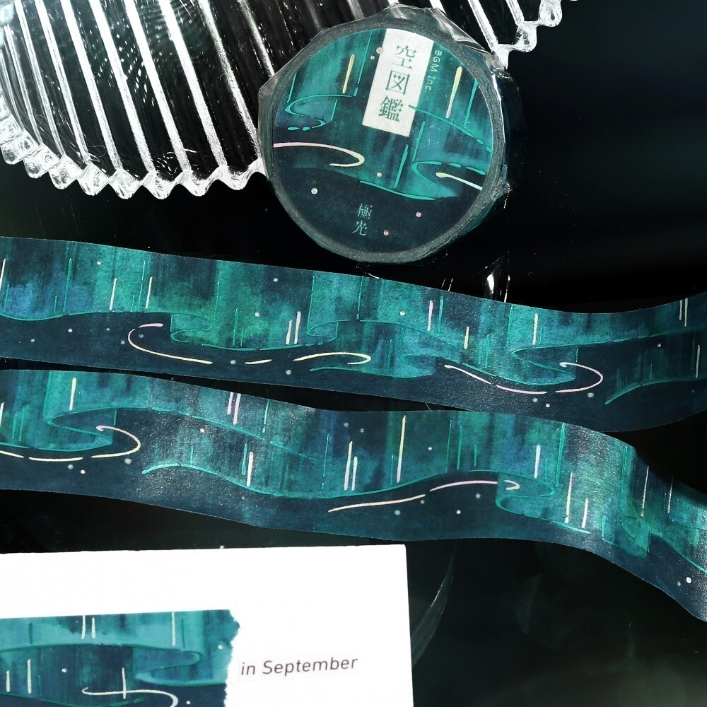 *激動小鹿*<現貨>日本 BGM 紙膠帶 燙金 金箔 和紙膠帶 空圖鑑第二彈 整捲 紙膠帶 2025新品-細節圖7