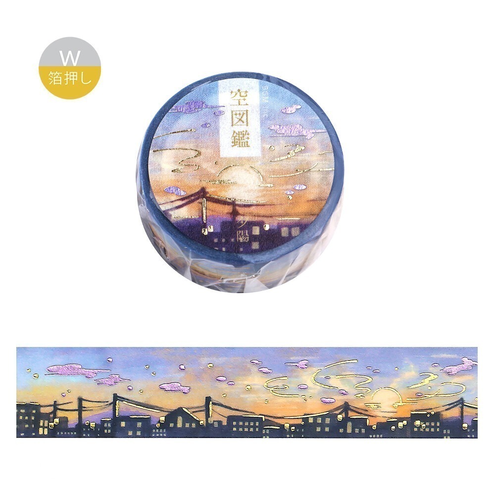 *激動小鹿*<現貨>日本 BGM 紙膠帶 燙金 金箔 和紙膠帶 空圖鑑第二彈 整捲 紙膠帶 2025新品-規格圖11