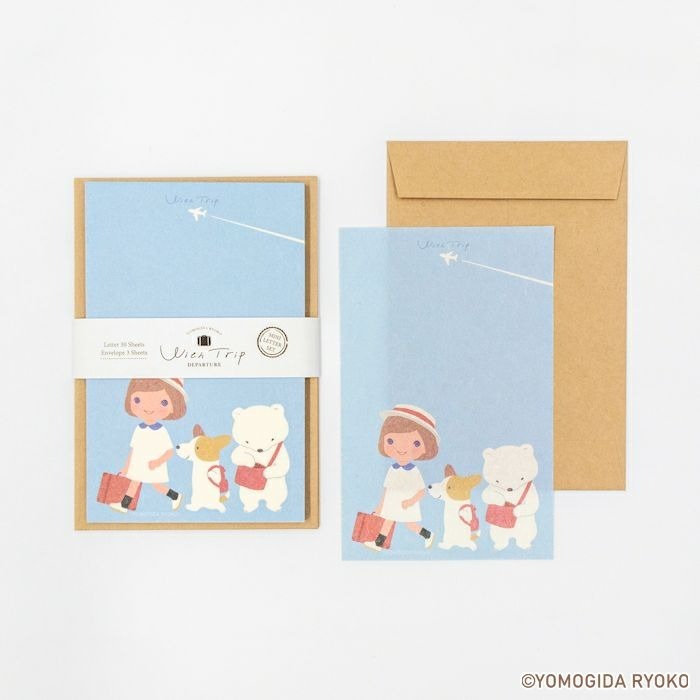 *激動小鹿*日本 古川紙工 x Ryoko Yomogida 迷你信封信紙 with trip 系列  古川紙工-細節圖2
