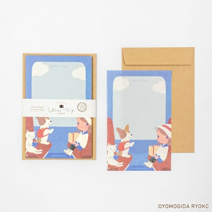 *激動小鹿*日本 古川紙工 x Ryoko Yomogida 迷你信封信紙 with trip 系列  古川紙工-細節圖4