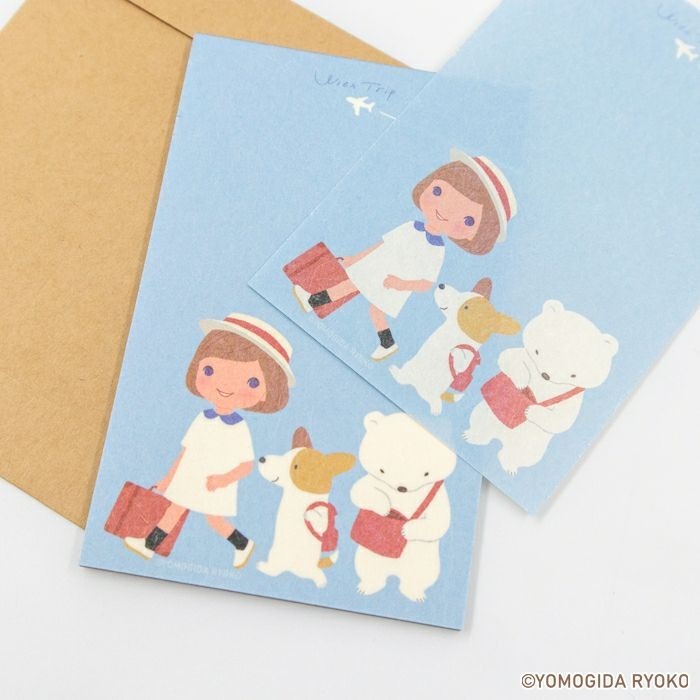 *激動小鹿*日本 古川紙工 x Ryoko Yomogida 迷你信封信紙 with trip 系列  古川紙工-細節圖6