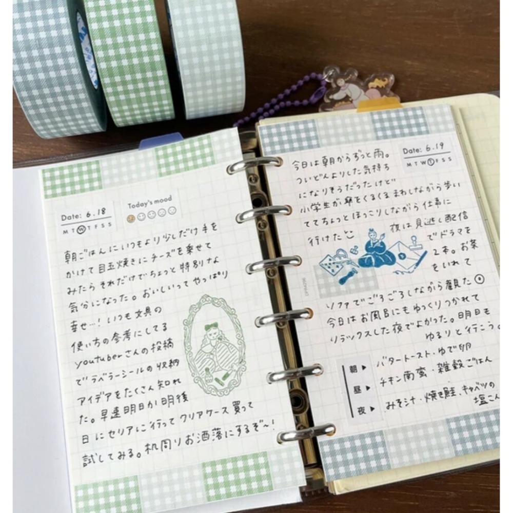 *激動小鹿*日本 Stamp Marche 標籤貼紙 原創設計 格紋款式 Ls033~Ls041系列 整捲賣場-細節圖6