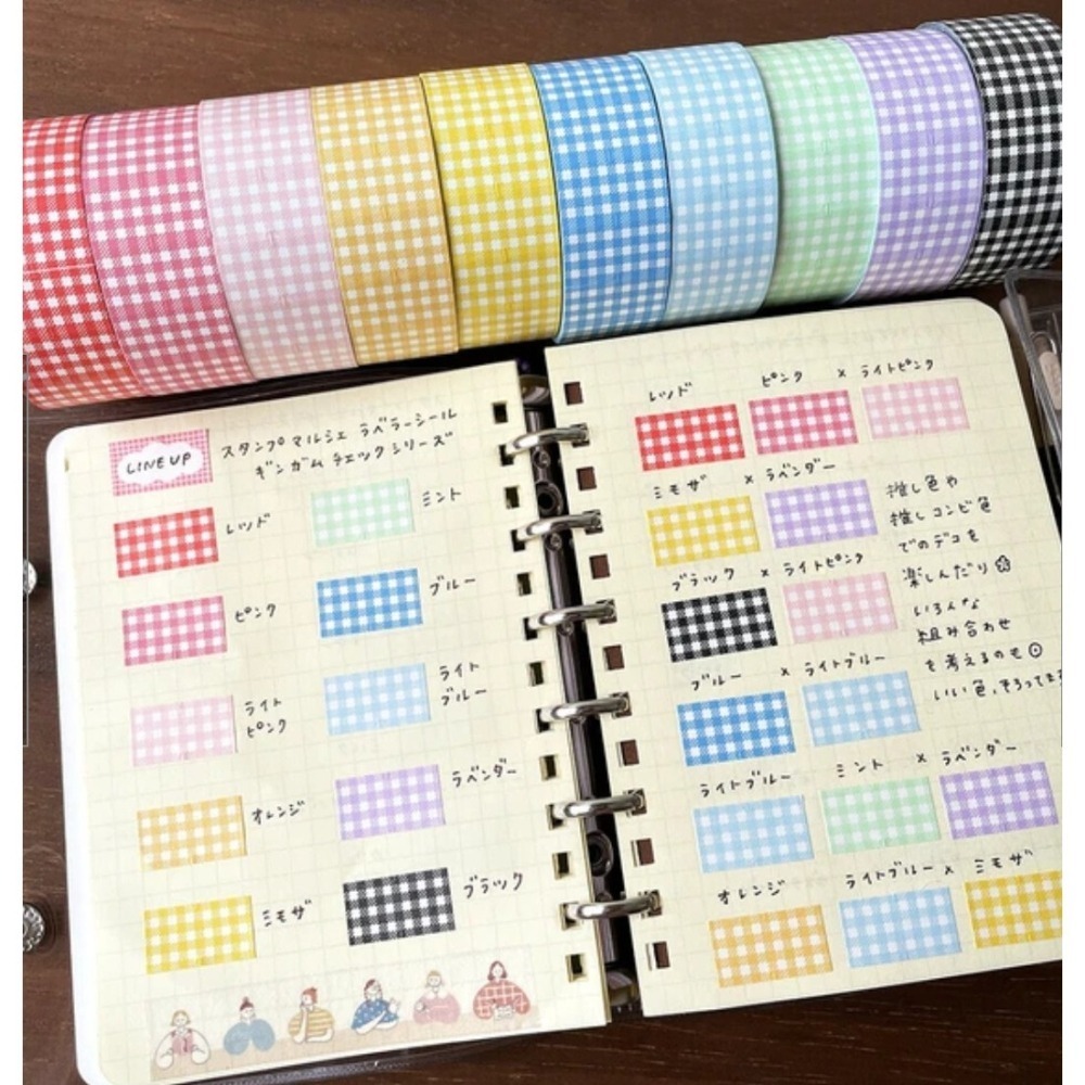 *激動小鹿*日本 Stamp Marche 標籤貼紙 原創設計 格紋款式 Ls033~Ls041系列 整捲賣場-細節圖7