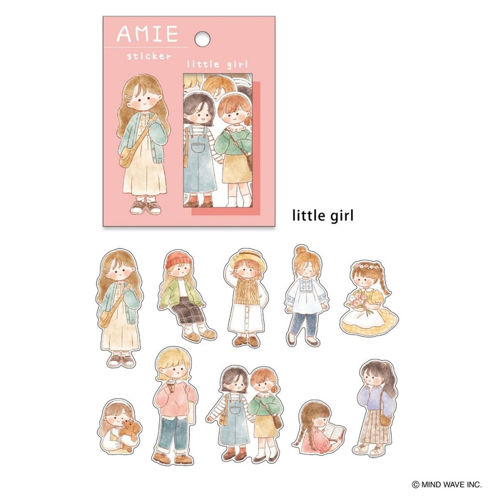 *激動小鹿*<現貨>日本 mind wave貼紙 AMIE系列 女孩 人物 40枚入貼紙包 第6彈 2025新品-細節圖3