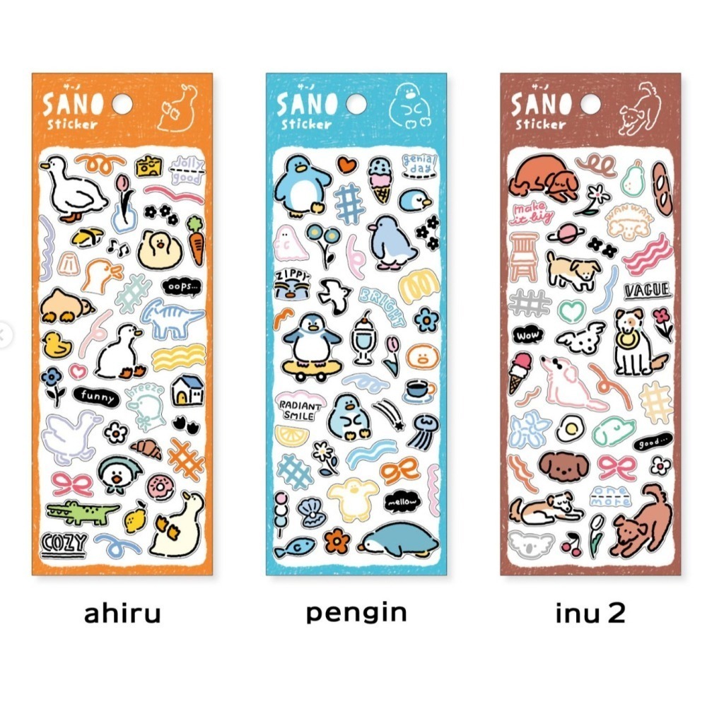 *激動小鹿*<現貨>日本 MIND WAVE 貼紙 Sano 動物線條圖插圖 系列 貼紙 2025新品-細節圖2