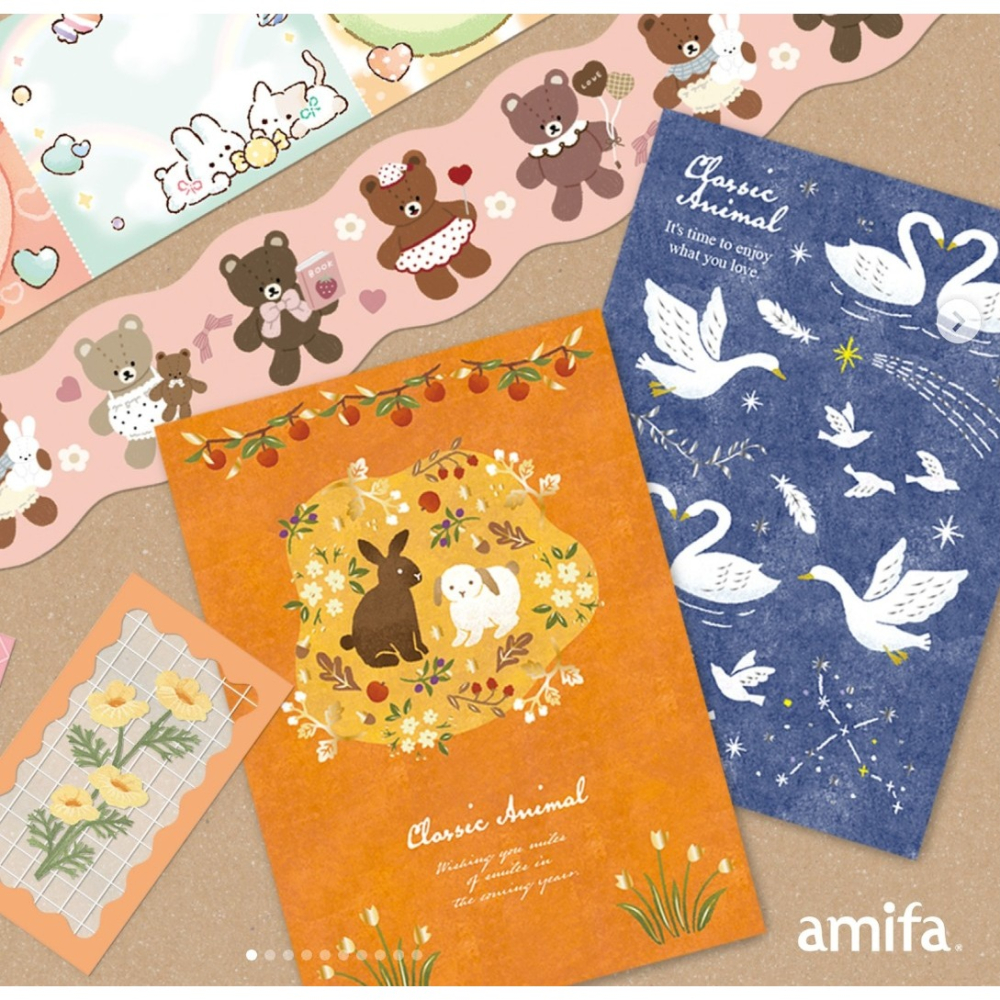 *激動小鹿*<現貨>日本 AMIFA 貼紙155068自剪自貼 迷你拼貼貼紙 經典動物系列 2025新品-細節圖4