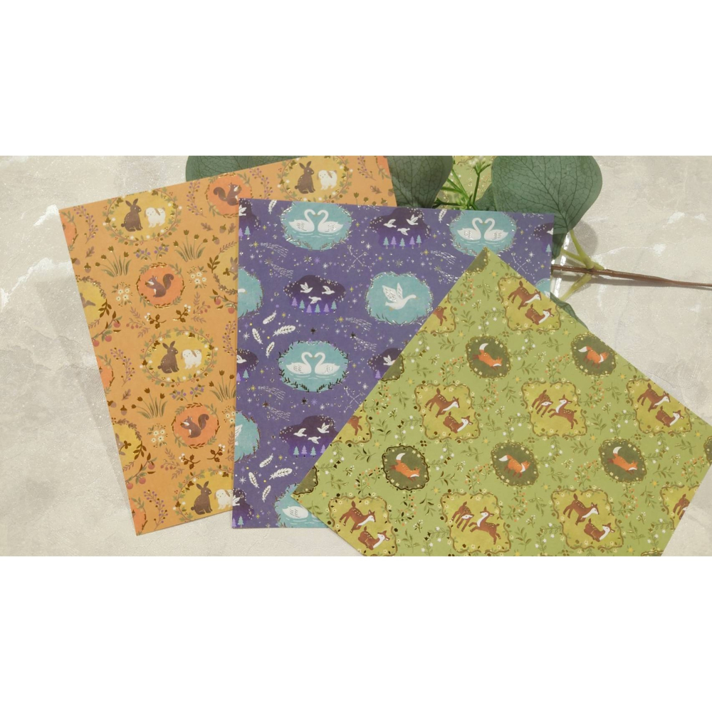 *激動小鹿*<現貨>日本 Amifa 色紙 摺紙 155013 經典動物 整包販售 手帳素材 背景 拼貼 箔壓-細節圖2