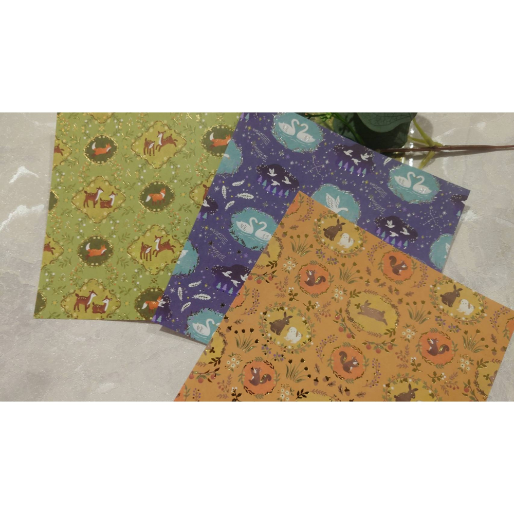 *激動小鹿*<現貨>日本 Amifa 色紙 摺紙 155013 經典動物 整包販售 手帳素材 背景 拼貼 箔壓-細節圖3