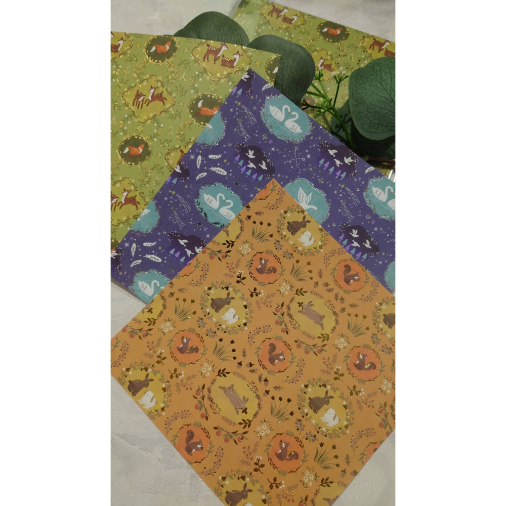 *激動小鹿*<現貨>日本 Amifa 色紙 摺紙 155013 經典動物 整包販售 手帳素材 背景 拼貼 箔壓-細節圖4