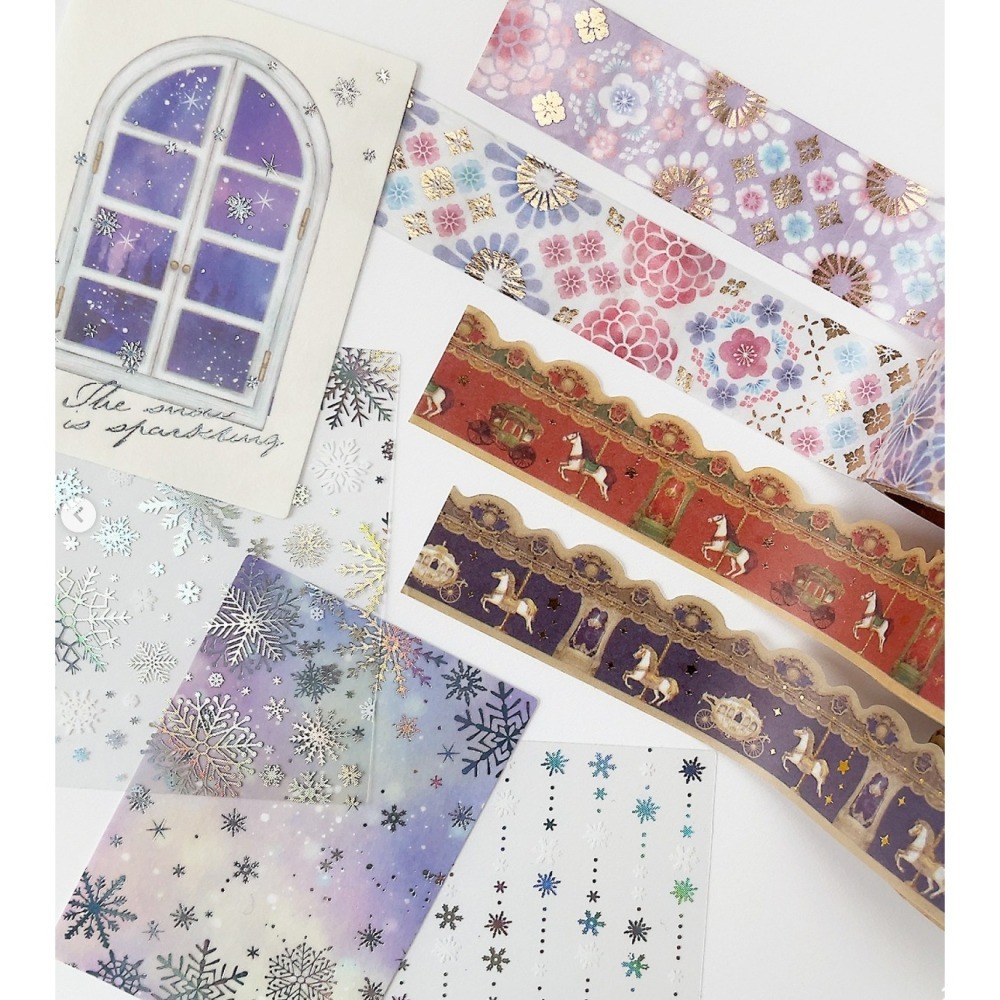 *激動小鹿*<現貨>日本 AMIFA 貼紙158366 自剪自貼 迷你拼貼貼紙 冬季雪花系列 2025新品-細節圖2