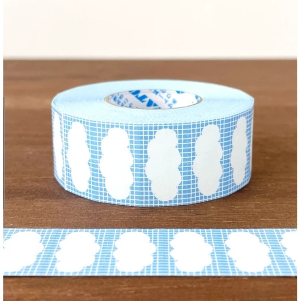 1)ls-042 格紋藍底雲朵