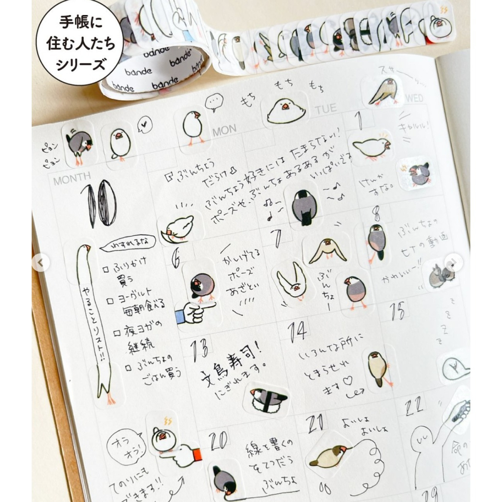 *激動小鹿*日本 Bande 紙膠帶 新型態紙膠帶 -  BDA819 文鳥 BANDE 紙膠帶 2025新品-細節圖4
