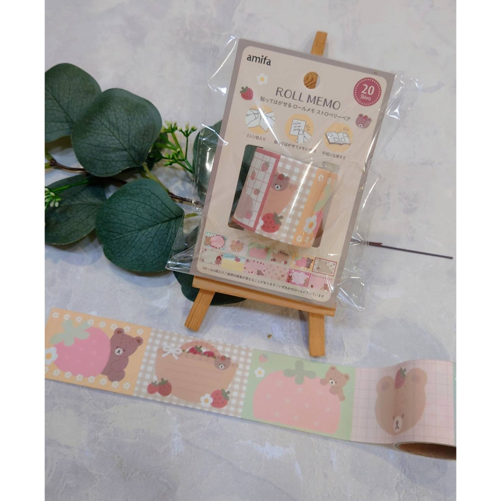 *激動小鹿*<現貨>日本 amifa 可書寫捲式便簽 162783 草莓熊 日本原裝進口 捲式便簽貼紙-細節圖2