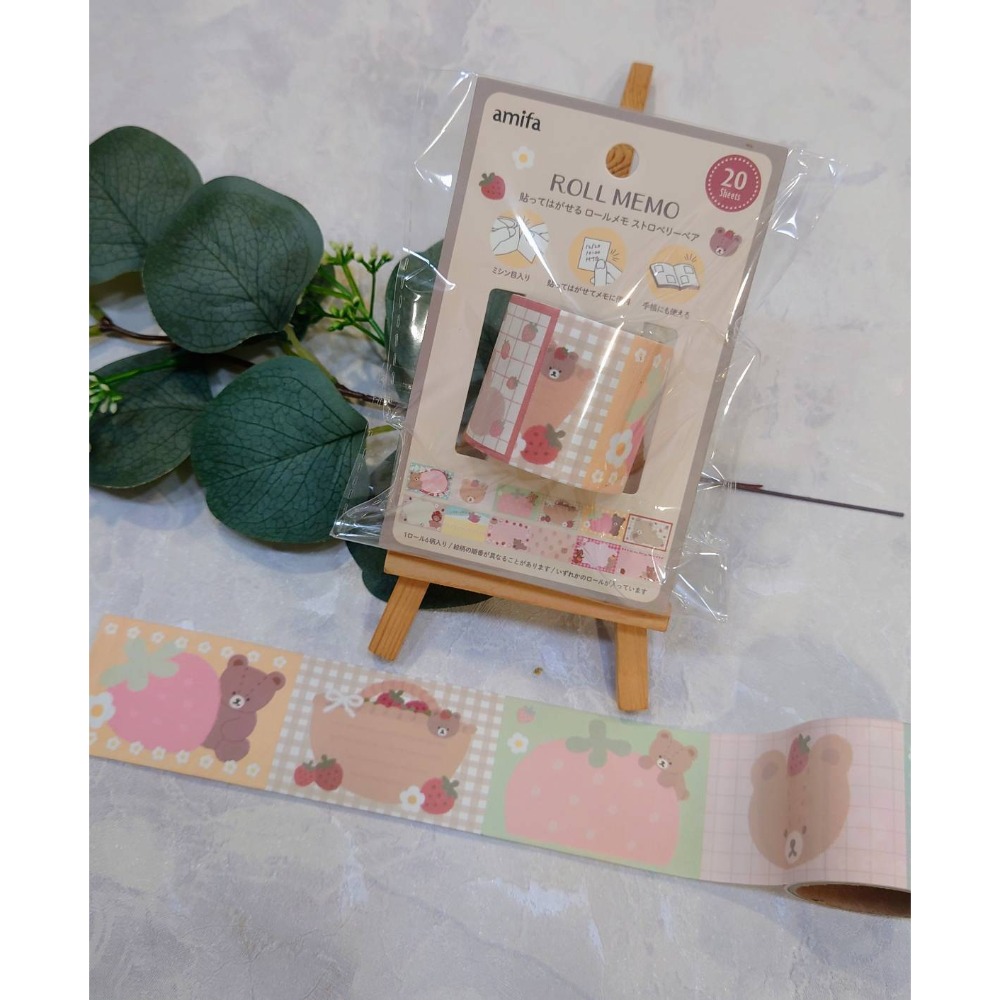 *激動小鹿*<現貨>日本 amifa 可書寫捲式便簽 162783 草莓熊 日本原裝進口 捲式便簽貼紙-規格圖3