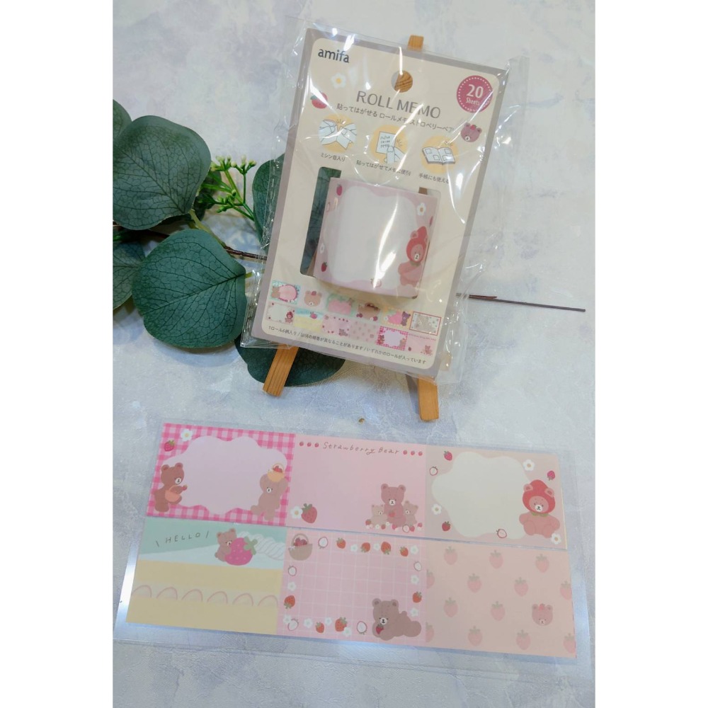 *激動小鹿*<現貨>日本 amifa 可書寫捲式便簽 162783 草莓熊 日本原裝進口 捲式便簽貼紙-規格圖3