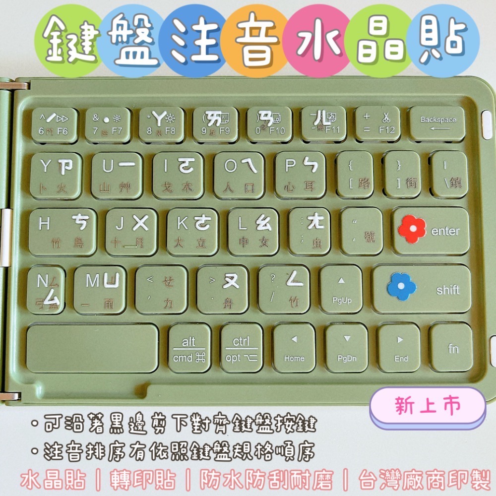 新上市【鍵盤注音水晶貼】撕膜留字 鍵盤貼紙 鍵帽貼紙 繁體注音 轉印貼  黑色 白色 台灣廠商印製-細節圖2