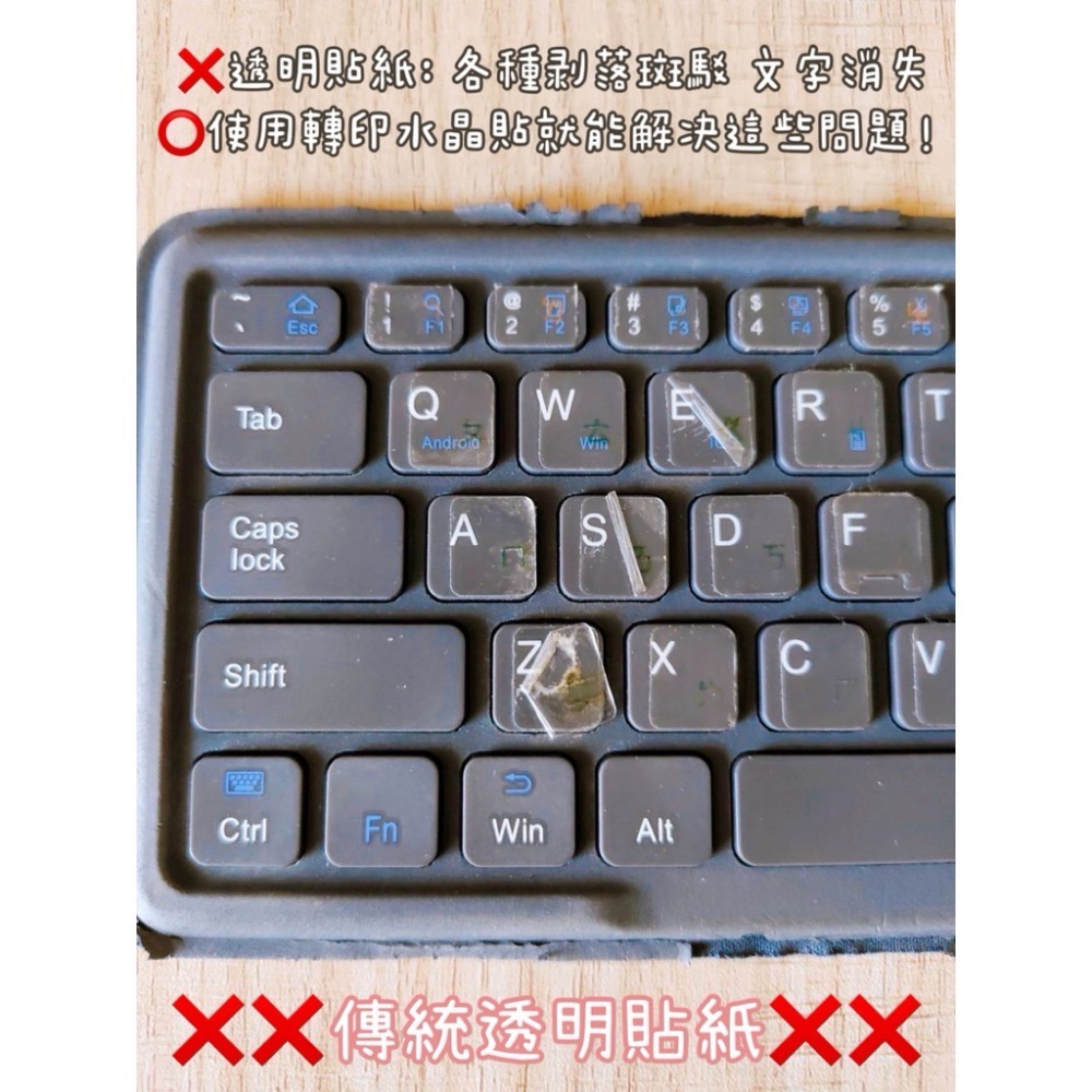 新上市【鍵盤注音水晶貼】撕膜留字 鍵盤貼紙 鍵帽貼紙 繁體注音 轉印貼  黑色 白色 台灣廠商印製-細節圖3