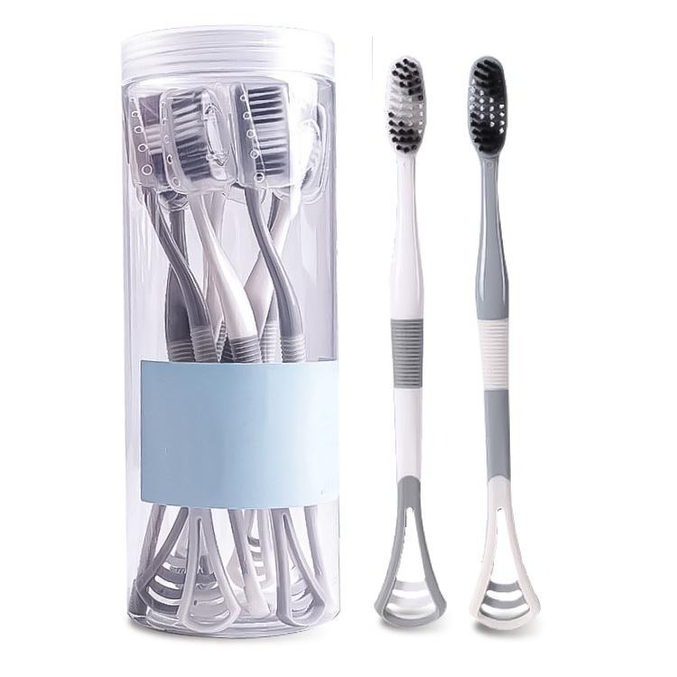 兩用 舌苔牙刷【小麥購物】台灣現貨【G355】牙刷 牙齒 清潔 刮舌 多功能 舌苔 舌苔清潔 旅行 外出 便攜-細節圖2