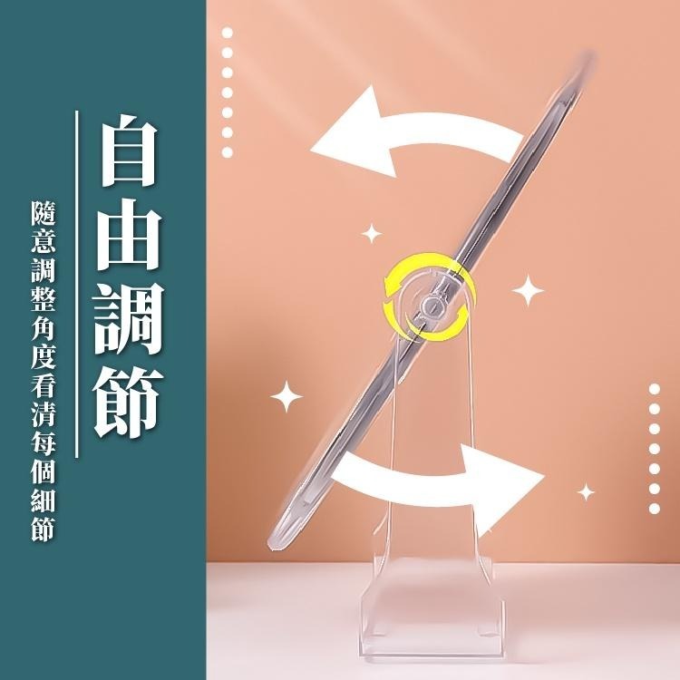 透明化妝鏡【小麥購物】台灣現貨 鏡子 美妝鏡 梳妝鏡 化妝鏡 桌鏡 立鏡 透明鏡 360度翻轉 桌面 【C324】-細節圖6