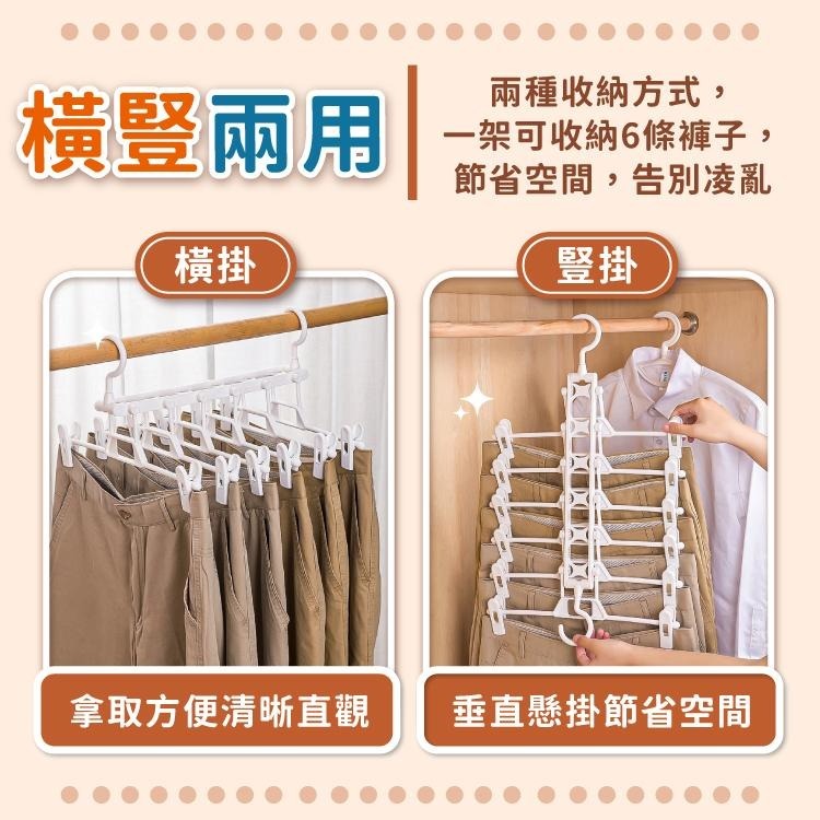 多功能摺疊褲架 褲架 褲夾 曬衣架 曬衣夾 收納【小麥購物】魔術褲架 折疊衣架 折疊褲夾 衣架 【Y235】-細節圖4