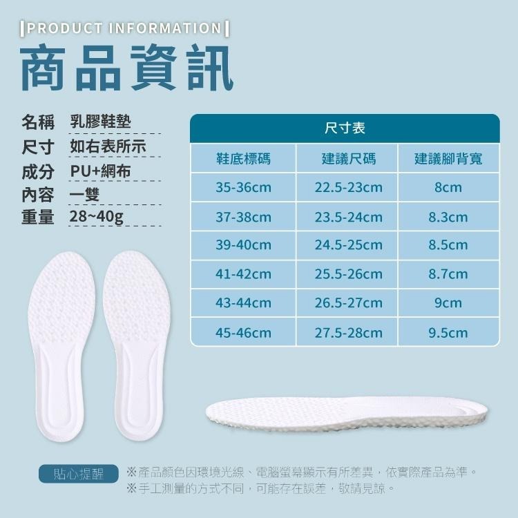 乳膠鞋墊【小麥購物】台灣現貨 鞋墊 氣墊鞋墊 足弓鞋墊 運動鞋墊 扁平足鞋墊 踩屎感鞋墊 【Y285】-細節圖3