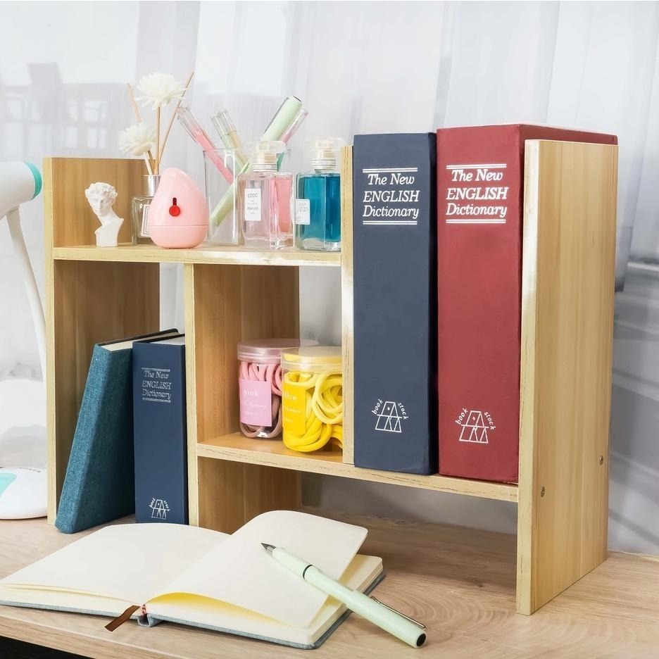 桌上型書架【小麥購物】【C334】H型 桌面收納 可變形 伸縮書架 收納書架 層架 組裝式書櫃 桌上型|-細節圖5