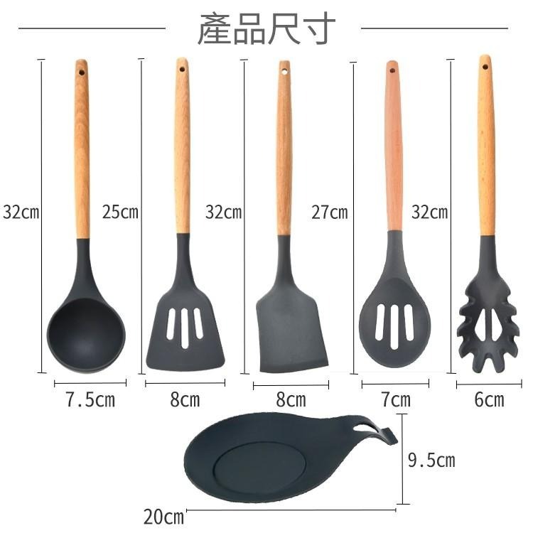矽膠廚具【小麥購物】台灣現貨 煎鏟 鍋鏟 湯勺 打蛋器 撈麵勺 食物夾 廚房用具 烘焙料理 餐具 【Y302】-細節圖5