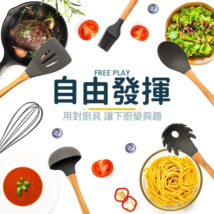 矽膠廚具【小麥購物】台灣現貨 煎鏟 鍋鏟 湯勺 打蛋器 撈麵勺 食物夾 廚房用具 烘焙料理 餐具 【Y302】-細節圖6