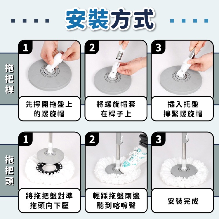 懶人手壓式拖把組 手壓式拖把【小麥購物】平板拖把 拖把組 拖把 居家 旋轉拖把 吸水拖把 懶人拖把 免手洗【C415】-細節圖3