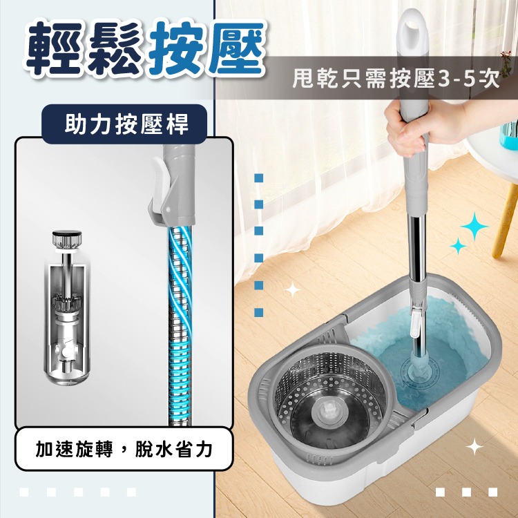 懶人手壓式拖把組 手壓式拖把【小麥購物】平板拖把 拖把組 拖把 居家 旋轉拖把 吸水拖把 懶人拖把 免手洗【C415】-細節圖6