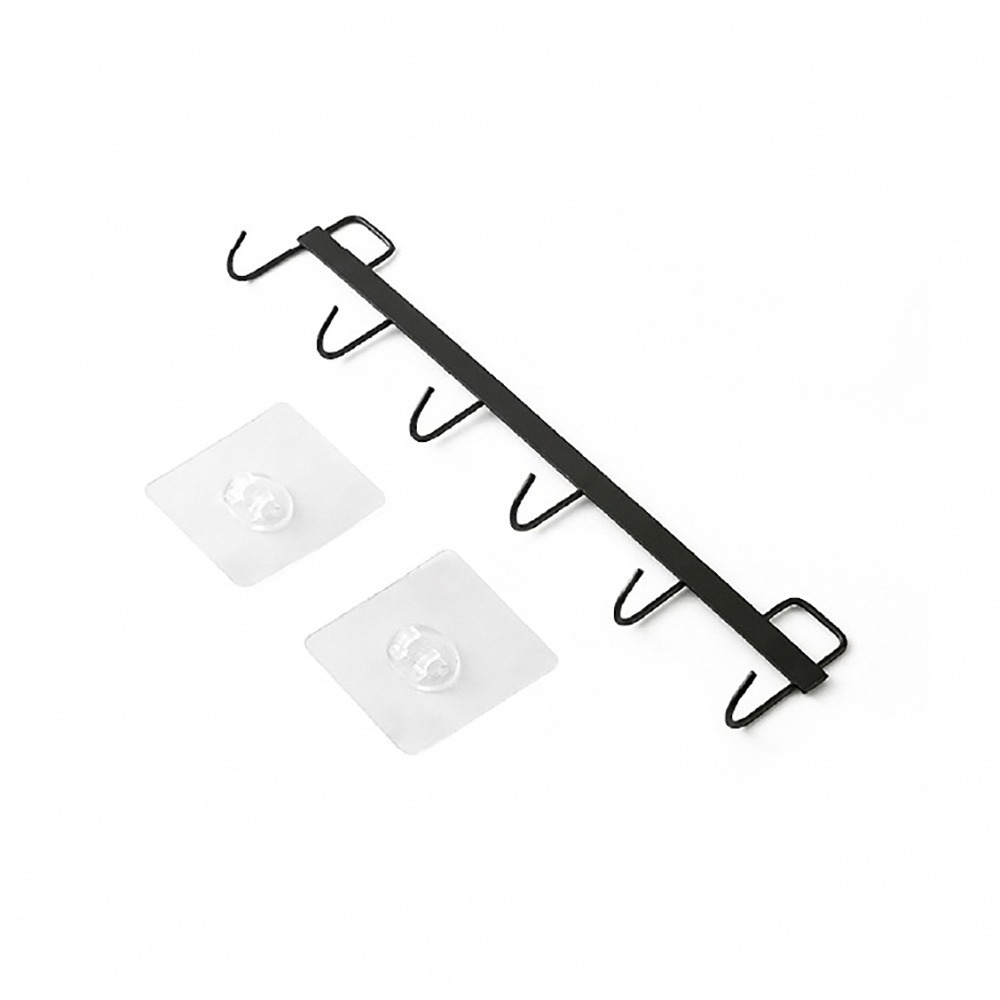 鐵藝廚具掛勾 免打孔【小麥購物】置物掛鈎 掛勾貼 掛勾 牆壁 廚房掛勾 鐵藝六連勾 排鉤架 連鈎 收納掛勾【G209】-細節圖3