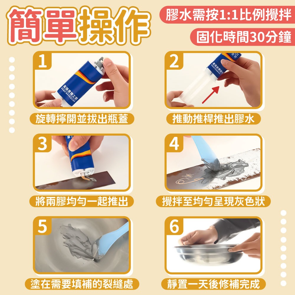 強力AB膠 鑄工膠 修補膠 萬能膠水 金屬膠 焊接膠 焊接劑 防水膠 補漏膠 強力膠 萬能膠【小麥購物】【G537】-細節圖7