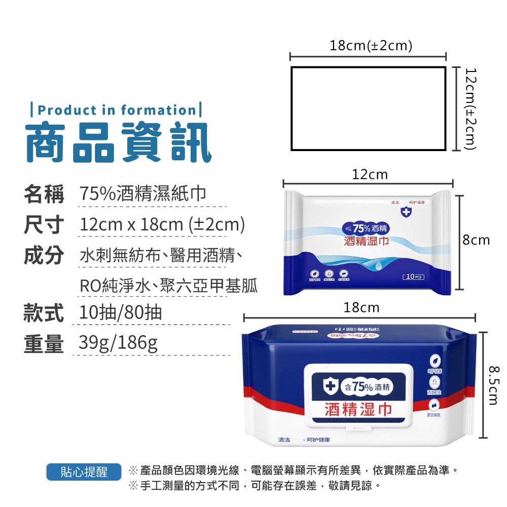 酒精濕紙巾 濕紙巾 濕巾 酒精 酒精擦濕巾 酒精片清潔濕紙巾【小麥購物】【S273】-細節圖2