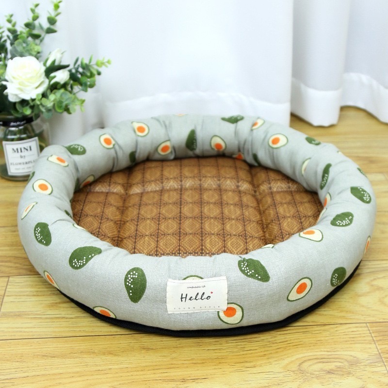 台灣現貨 寵物涼蓆窩 買1送1贈品 夏季和風日系圓形涼蓆貓窩寵物窩狗窩圓窩貓墊狗墊子中小型犬床 寵物用品-細節圖4