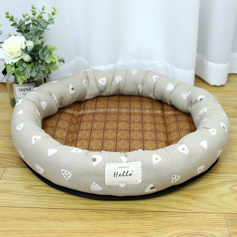 台灣現貨 寵物涼蓆窩 買1送1贈品 夏季和風日系圓形涼蓆貓窩寵物窩狗窩圓窩貓墊狗墊子中小型犬床 寵物用品-細節圖6