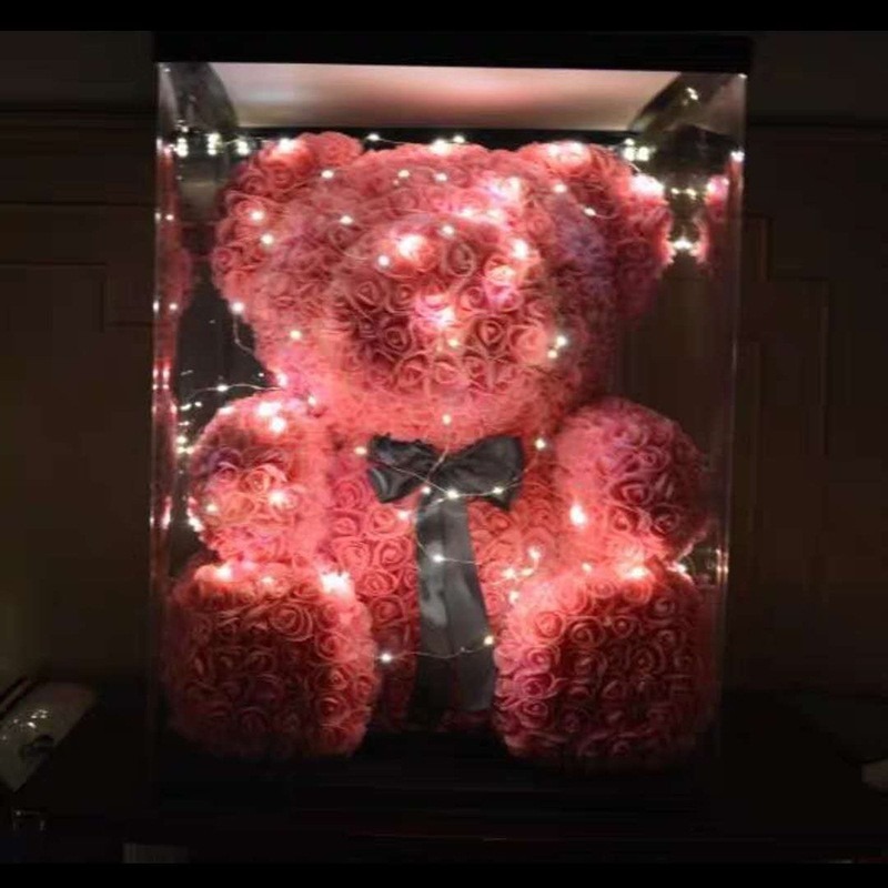 台灣現貨當天出貨 玫瑰小熊 免組裝 愛心玫瑰熊 七夕情人節 婚禮禮品 玫瑰熊仿真永生玫瑰花小熊創意聖誕情人節生日禮物-細節圖2