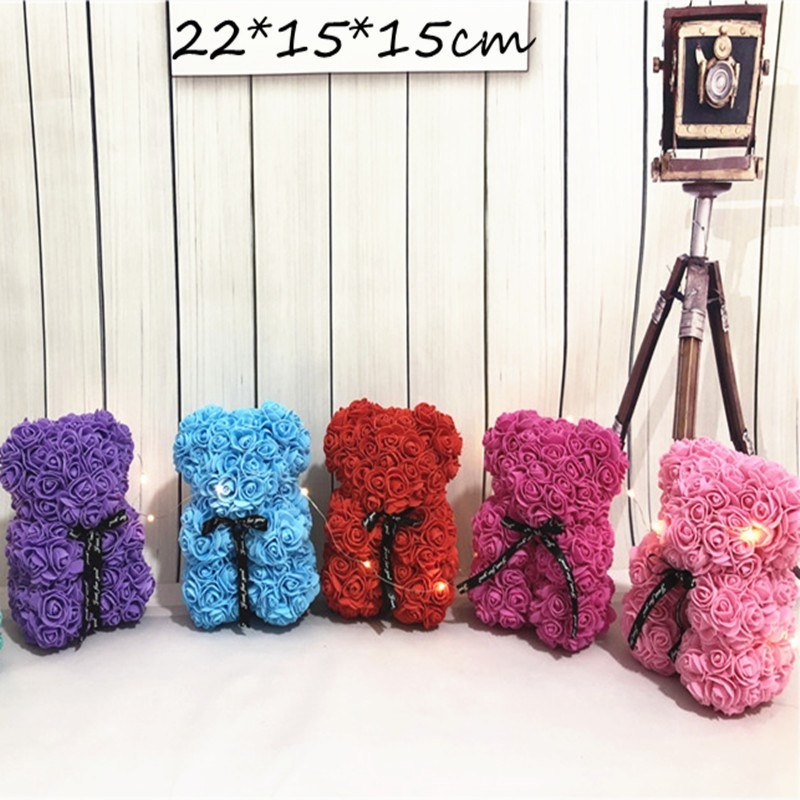 台灣現貨當天出貨 玫瑰小熊 免組裝 愛心玫瑰熊 七夕情人節 婚禮禮品 玫瑰熊仿真永生玫瑰花小熊創意聖誕情人節生日禮物-細節圖3