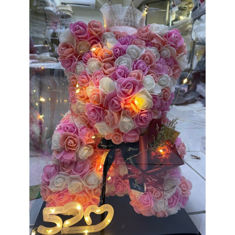 台灣現貨當天出貨 玫瑰小熊 免組裝 愛心玫瑰熊 七夕情人節 婚禮禮品 玫瑰熊仿真永生玫瑰花小熊創意聖誕情人節生日禮物-細節圖9