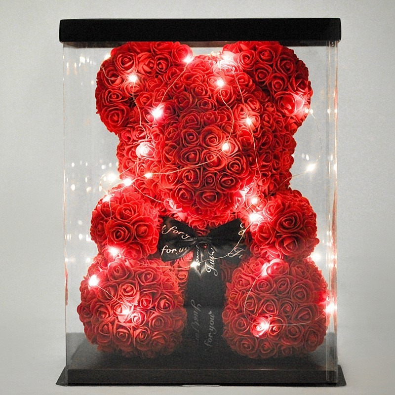 台灣現貨當天出貨 玫瑰小熊 免組裝 愛心玫瑰熊 七夕情人節 婚禮禮品 玫瑰熊仿真永生玫瑰花小熊創意聖誕情人節生日禮物-細節圖10
