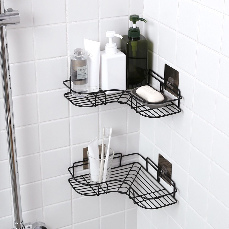現貨 免打孔轉角置物架衛生間三角架洗漱架宿舍收納神器廁所浴室壁掛架 無痕置物架 浴室置物架 無痕置物-細節圖2