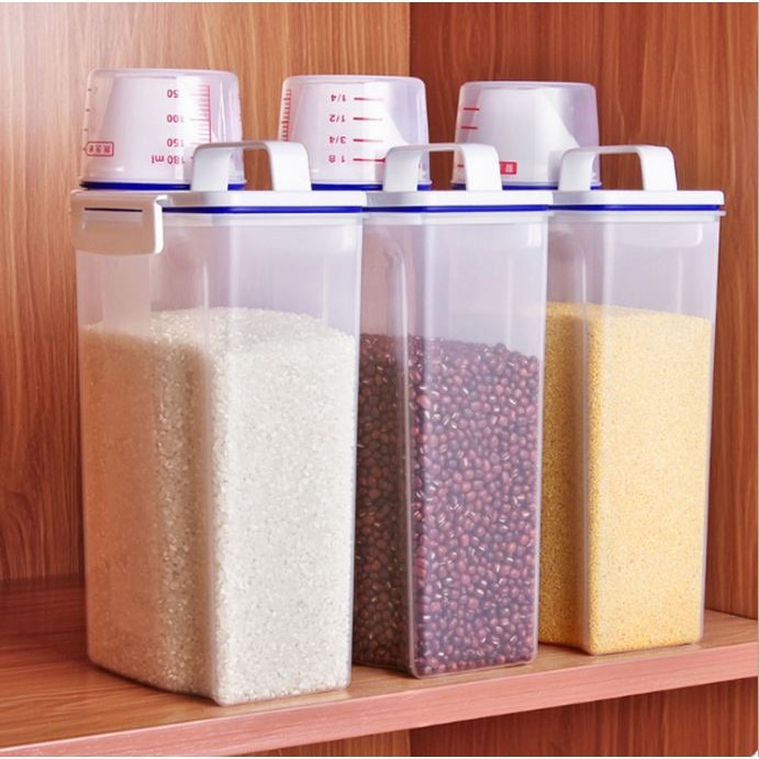 現貨儲物桶 超大容量寵物飼料桶(贈量杯) 米桶 飼料桶 乾糧桶 廚房儲米箱 2KG密封防蟲防潮日式米桶-細節圖2