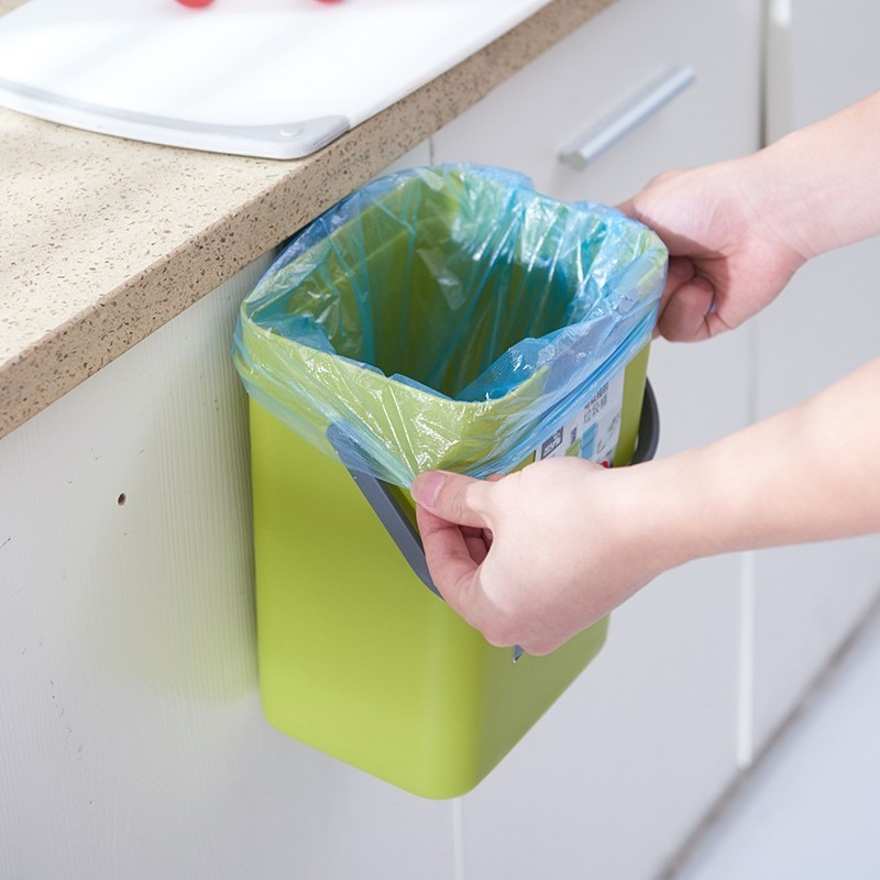台灣出貨 廚房壁掛垃圾桶家用廚房臥室衛生間塑料垃圾桶帶蓋 創意廚房折疊垃圾桶 掛式垃圾桶 置物盒 收納籃-細節圖4