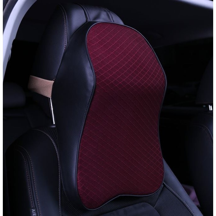 台灣出貨 透氣骨頭頭枕 緩解疲勞 護頸枕 頸部枕頭 皮革 車頸 座椅車頸枕 黑色 灰色 透氣網頭靠枕-細節圖2