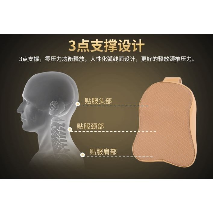 台灣出貨 透氣骨頭頭枕 緩解疲勞 護頸枕 頸部枕頭 皮革 車頸 座椅車頸枕 黑色 灰色 透氣網頭靠枕-細節圖4