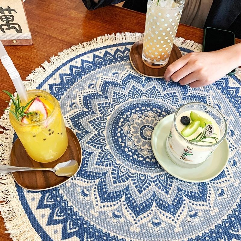 台灣現貨 隔熱桌墊 復古歐式貴族風 流蘇餐墊 桌墊 隔熱小墊子 摩洛哥北歐麻布餐墊 民族風波希米亞 桌布桌面擺設-細節圖3